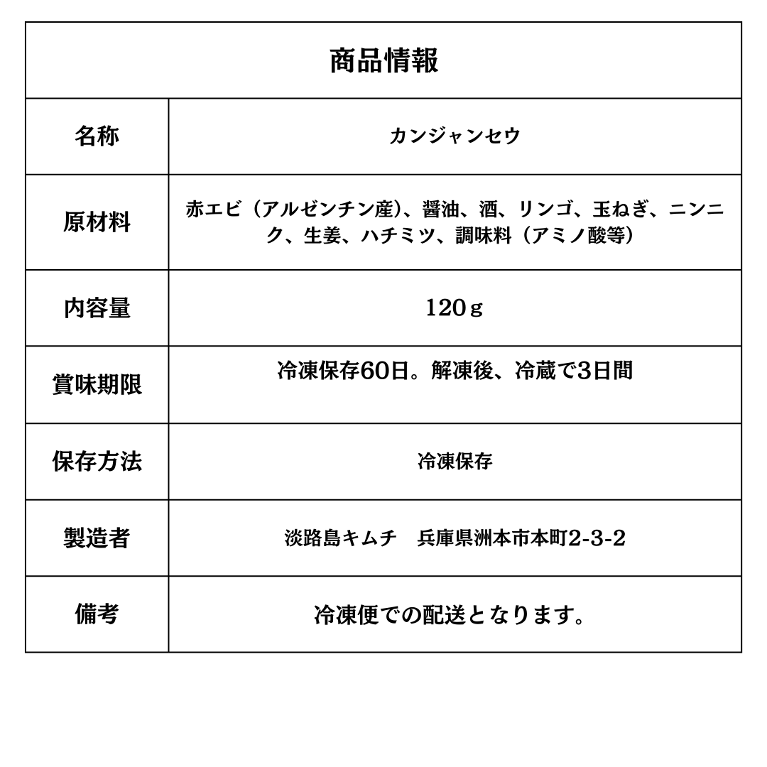 淡路島キムチ　海鮮コンボD　生タコ、生イカ、ヤンニョンセウ、カンジャンセウの4種（送料込み）